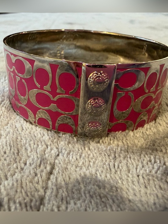 Coach Jewelry - Coach Pink Signature Hinged Bangle Bracelet